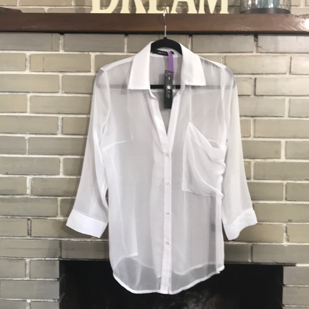 ark & co sheer button down tunic, NWT Size Small